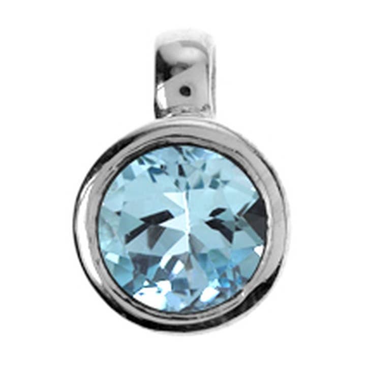Ciondolo rotondo in topazio blu Samira per la vendita all'ingrosso da parte di Kali Ma Designs - Sterling Silver Jewellery