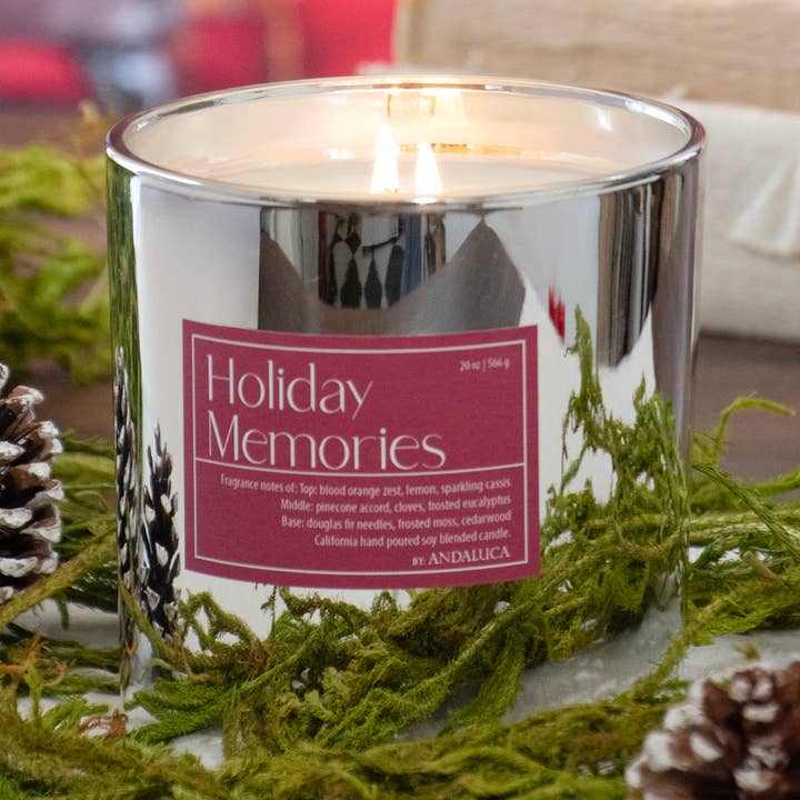 Andaluca - Wholesale Jar/Filled Candle - Holiday Memories 2 Wick 20 oz Mercury Candle0
