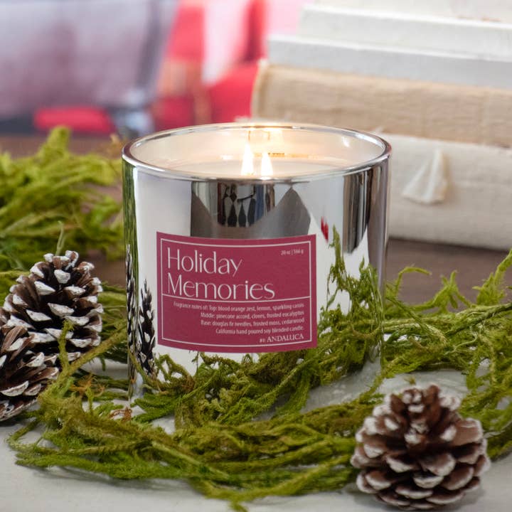 Andaluca - Wholesale Jar/Filled Candle - Holiday Memories 2 Wick 20 oz Mercury Candle