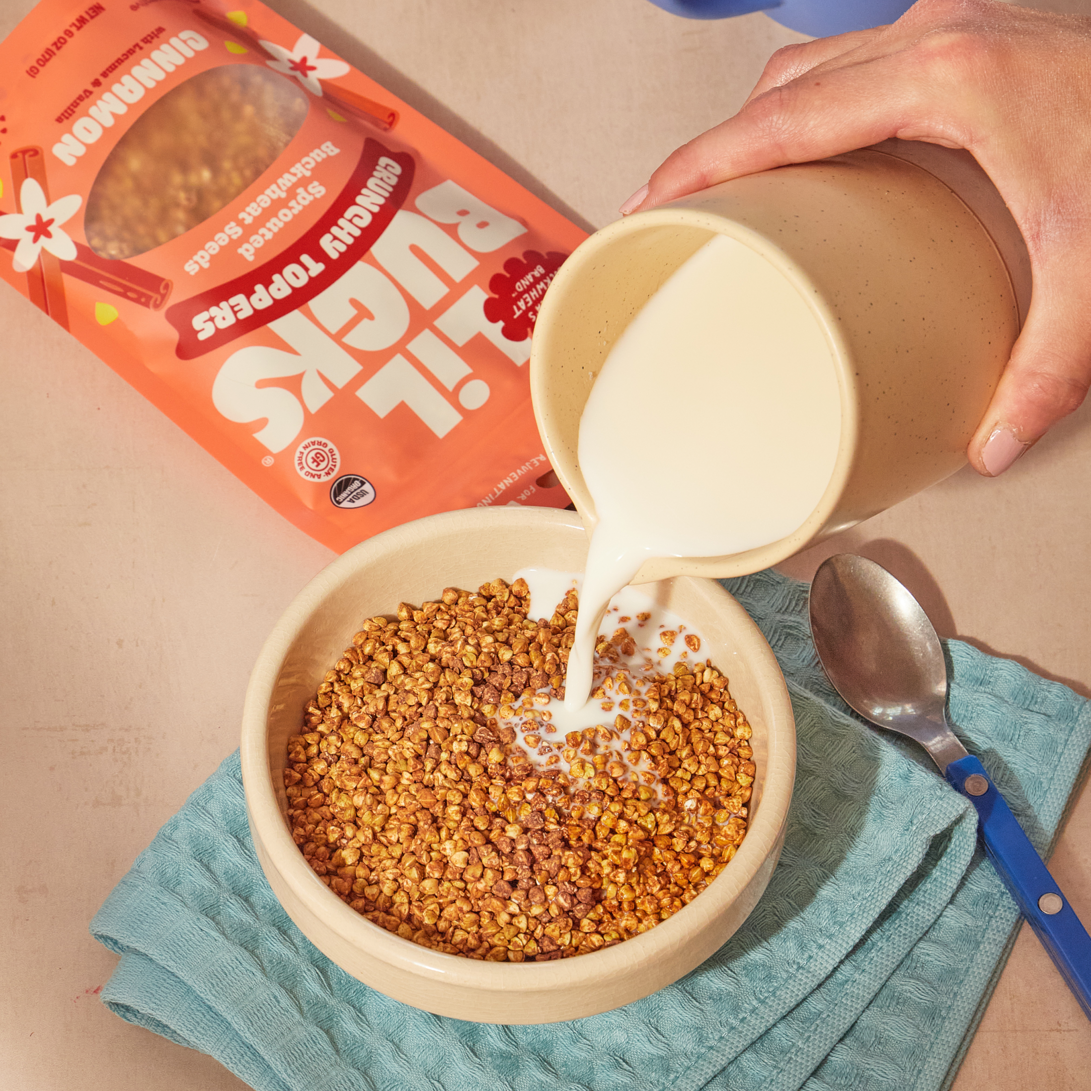 Lil Bucks - Wholesale Protein/Superfood Powder - Cinnamon Lil Bucks Sprouted Crunchy Topper - 6pk2