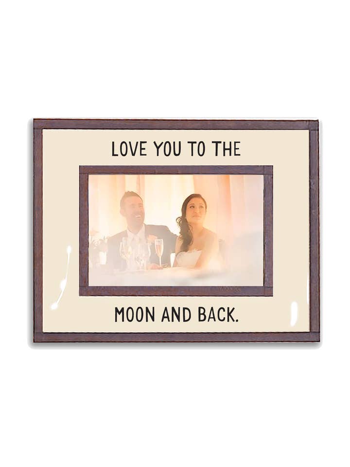 Cornice portafoto in rame e vetro con scritta «Love You to the Moon» per la vendita all'ingrosso da parte di Ben's Garden