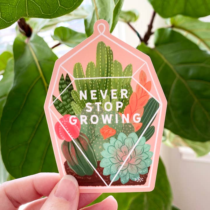 Autocollant Never Stop Growing pour la vente par Paper Raven Co.