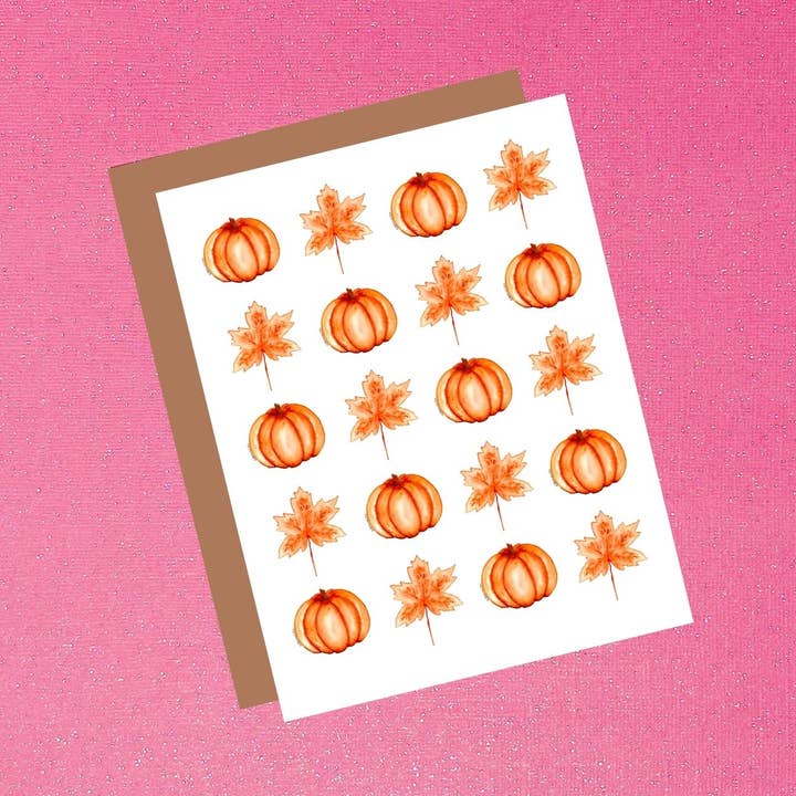 Pompoenen en bladeren voor wholesale door Tiffany Ascensio Designs | Watercolor Greeting Cards