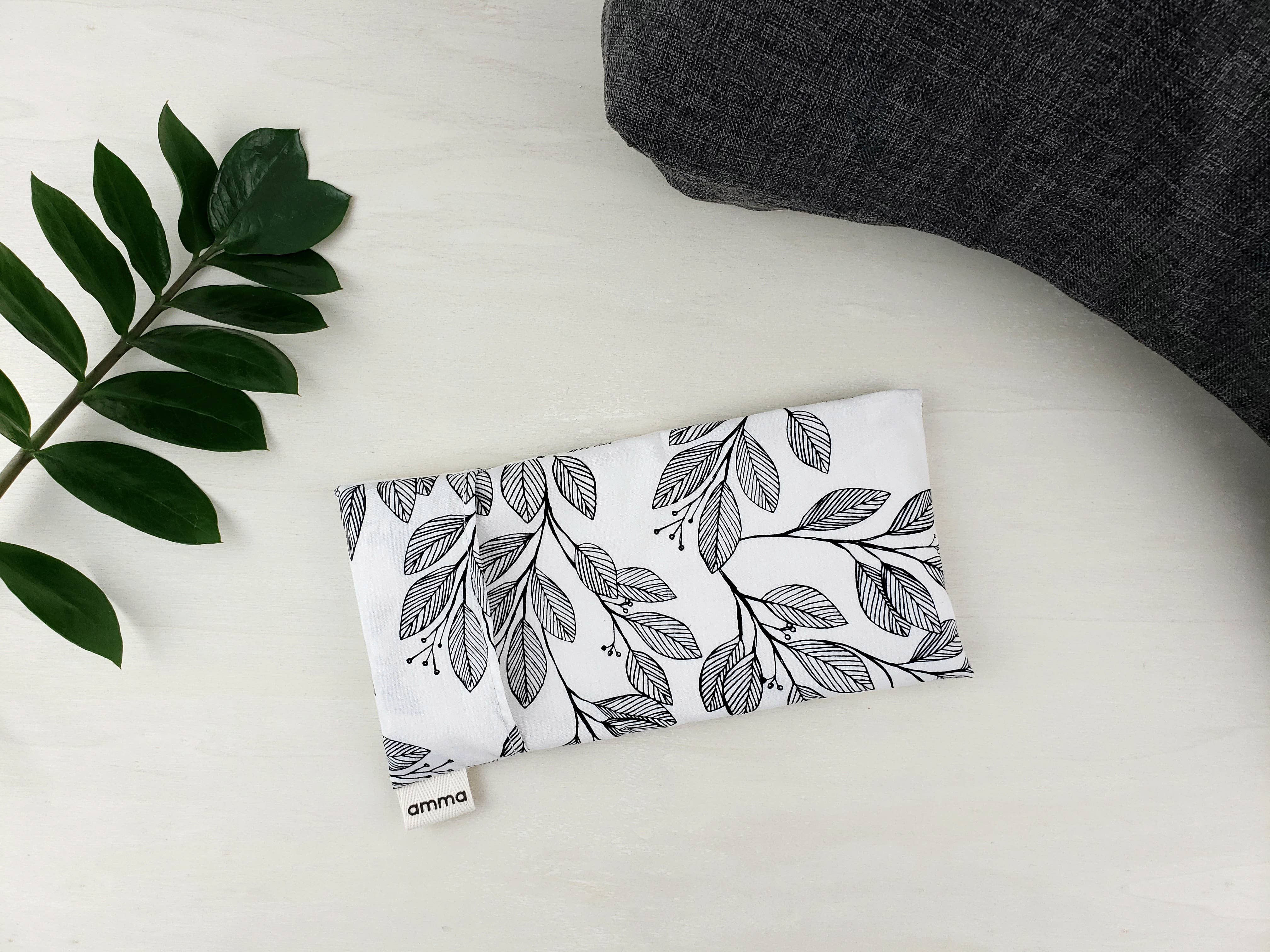 Amma Thérapie - Vente Oreiller de spa/de thérapie - Coussin pour les yeux couleur lavande avec housse lavable (motif Laurier)1