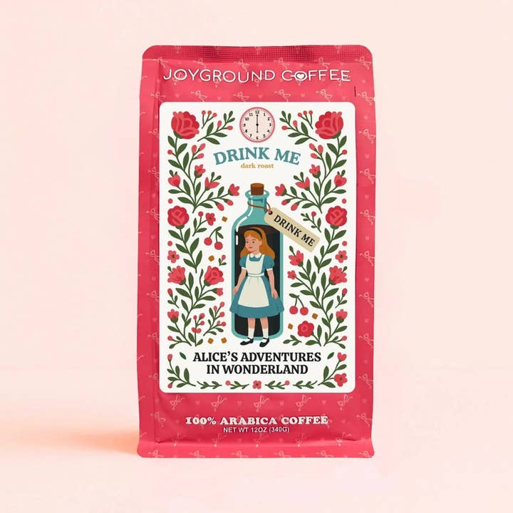 Wonderland Drink Me Dark Roast Coffee for wholesale by Joyground Coffee