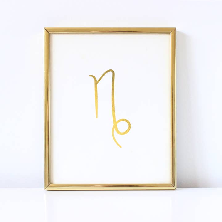 Impressão em folha dourada do signo do zodíaco de Capricórnio por atacado de Tori Kraut Designs