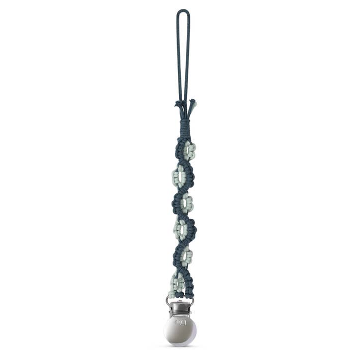 Adora Lily Macrame Pacifier Clip - Denim Adora Lily Macrame Pacifier Clip - Denim