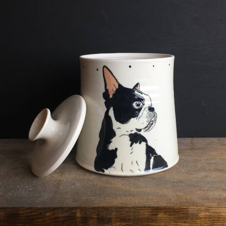 Lucy Nilan Studios – Engroshandel Godbidskrukke - Hund – Boston Terrier Hund Treat Krukke