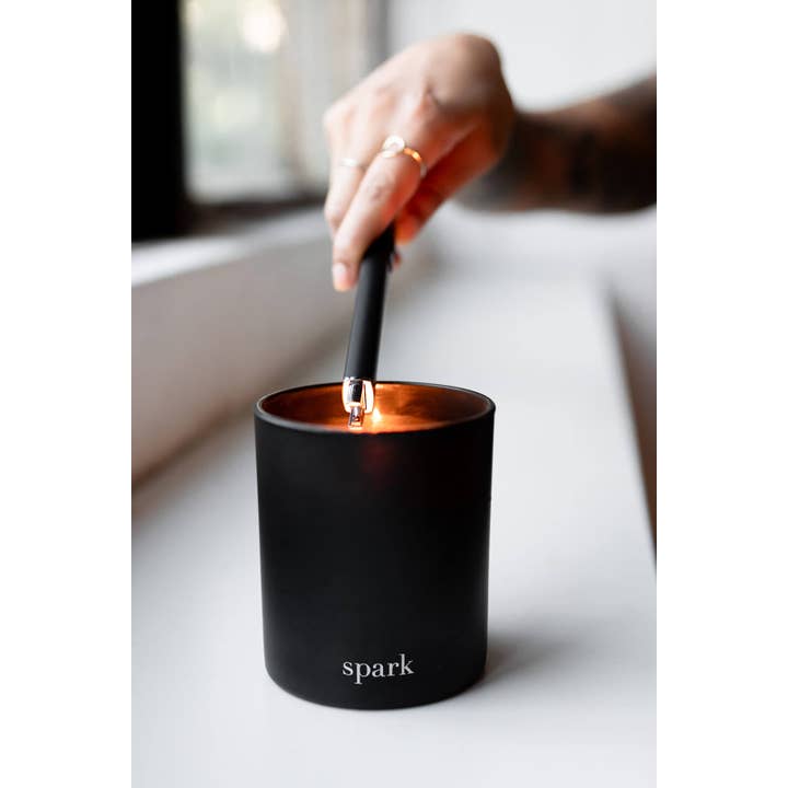Spark Candles - Wholesale Jar/Filled Candle - Spark Candles - 10oz Matte Black Glass Soy Candle + Gift Box9