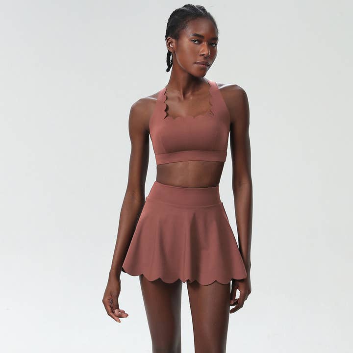 Sodalemon - Wholesale Activewear Set - Women's - Women Seamless Quick-Dry Set Strappy Bra & A-Line Skirt8