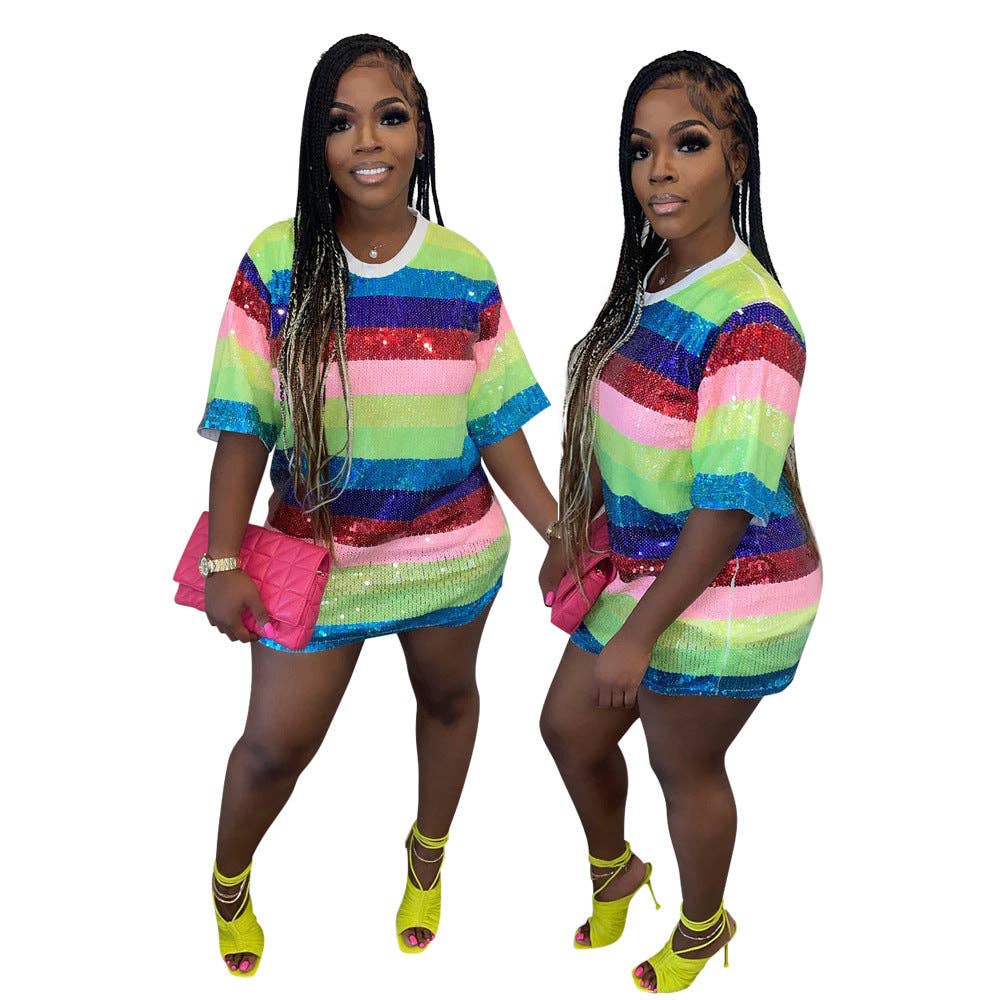 MB Fashion Wholesale - Wholesale Dress - Women's - MB FASHION SEQUIN MINI SHIRT LOOSE DRESS 9984LY9