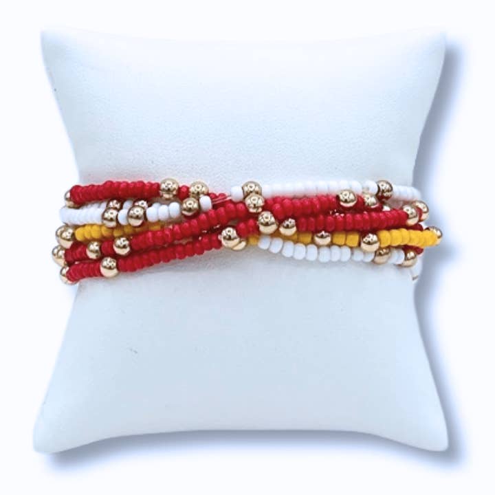 Color Shout - Wholesale Jewelry Set - B201 XO-Chi Omega Colors Stack: Set of 6 Beaded Stretch Bracelets2