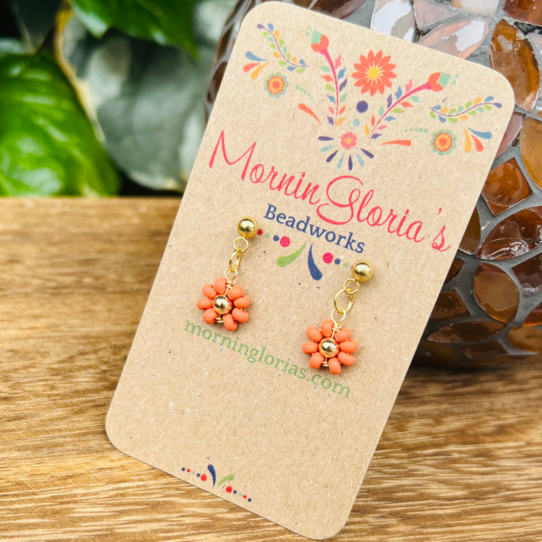 MorninGloria's - Wholesale Stud/Post Earrings - Beaded Daisy Post Earrings1