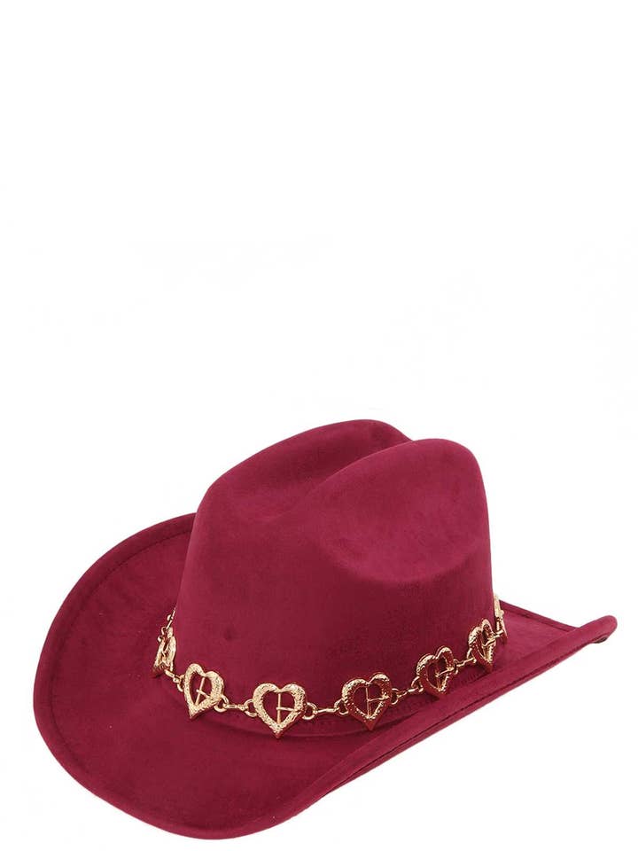 Fedora Hat with Metal Heart Chain Accent for wholesale by Shop Neighbors