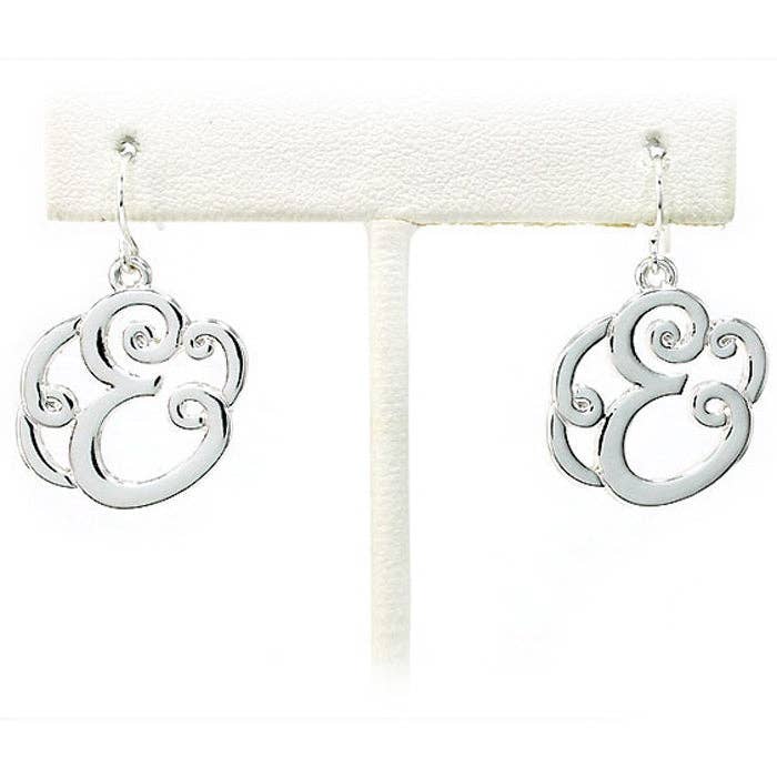 MiMi Wholesale - Wholesale Dangle Earrings - OE1540SV "E" Single Initial Earrings0