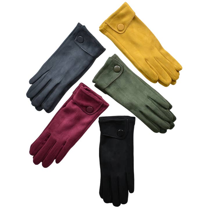 Taylor Hill Scarves & Co - Wholesale Gloves - Women's - THSG1057: Mustard: Big Button Cuffed Gloves