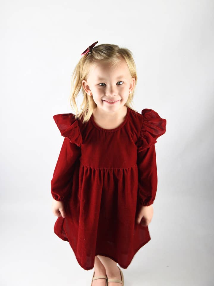 Abito di Natale in velluto rosso per la vendita all'ingrosso da parte di Yo Baby