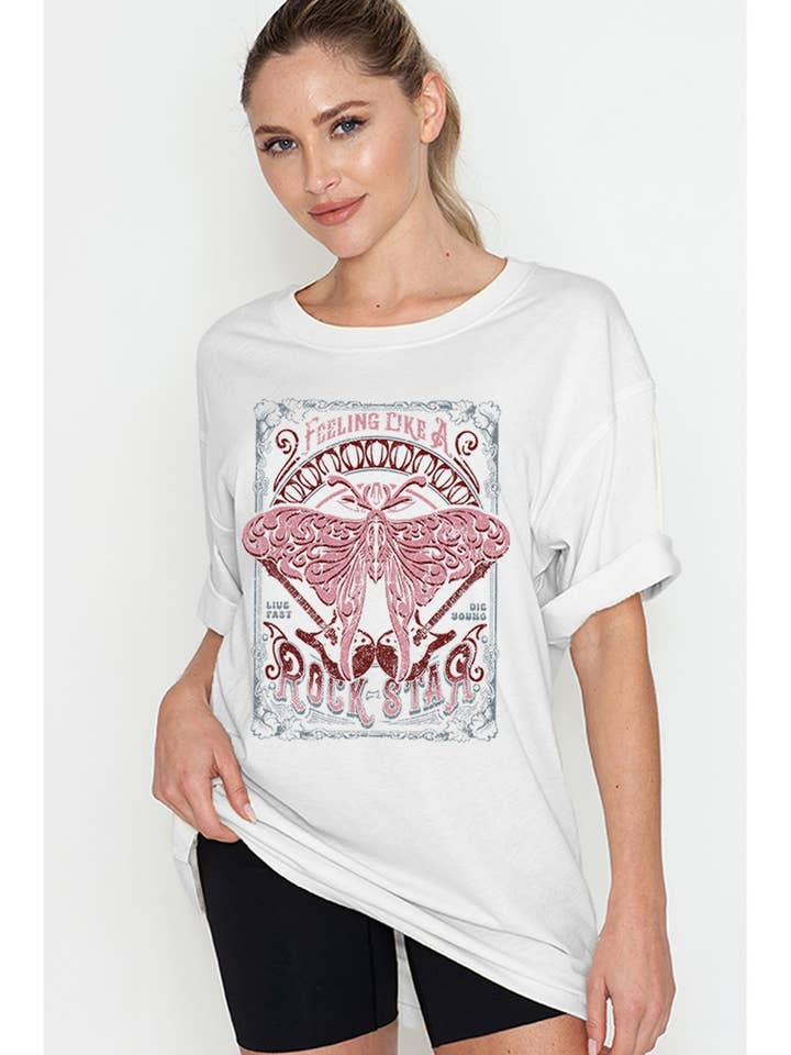 TEE-SHIRT SURDIMENSIONNÉ SENSATION ROCK STAR pour la vente par 2&moon