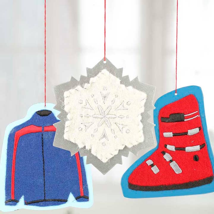 Pack of 3 Winter Snow Ski Theme Christmas Ornaments for wholesale by Factory Direct Craft