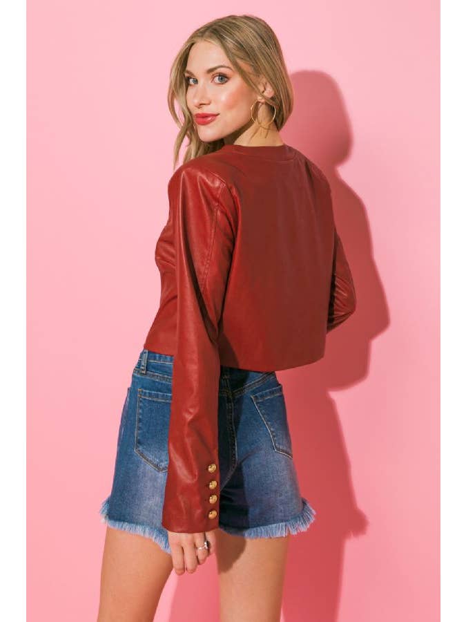 RED A faux leather bolero jacket-IJ10151 for wholesale on Faire