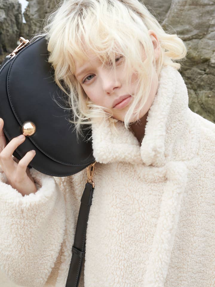 NOA RECYCLED BLACK LEATHER BAG for wholesale by Maradji