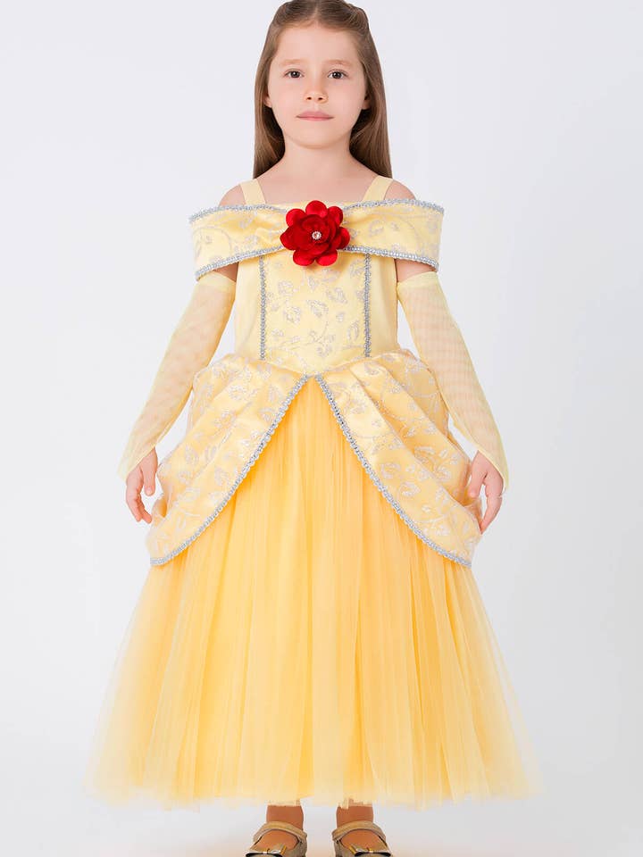 Gele Meisjesprinsessen Kostuum 3-7 Jaar 35024pr voor wholesale door Pamina Kids