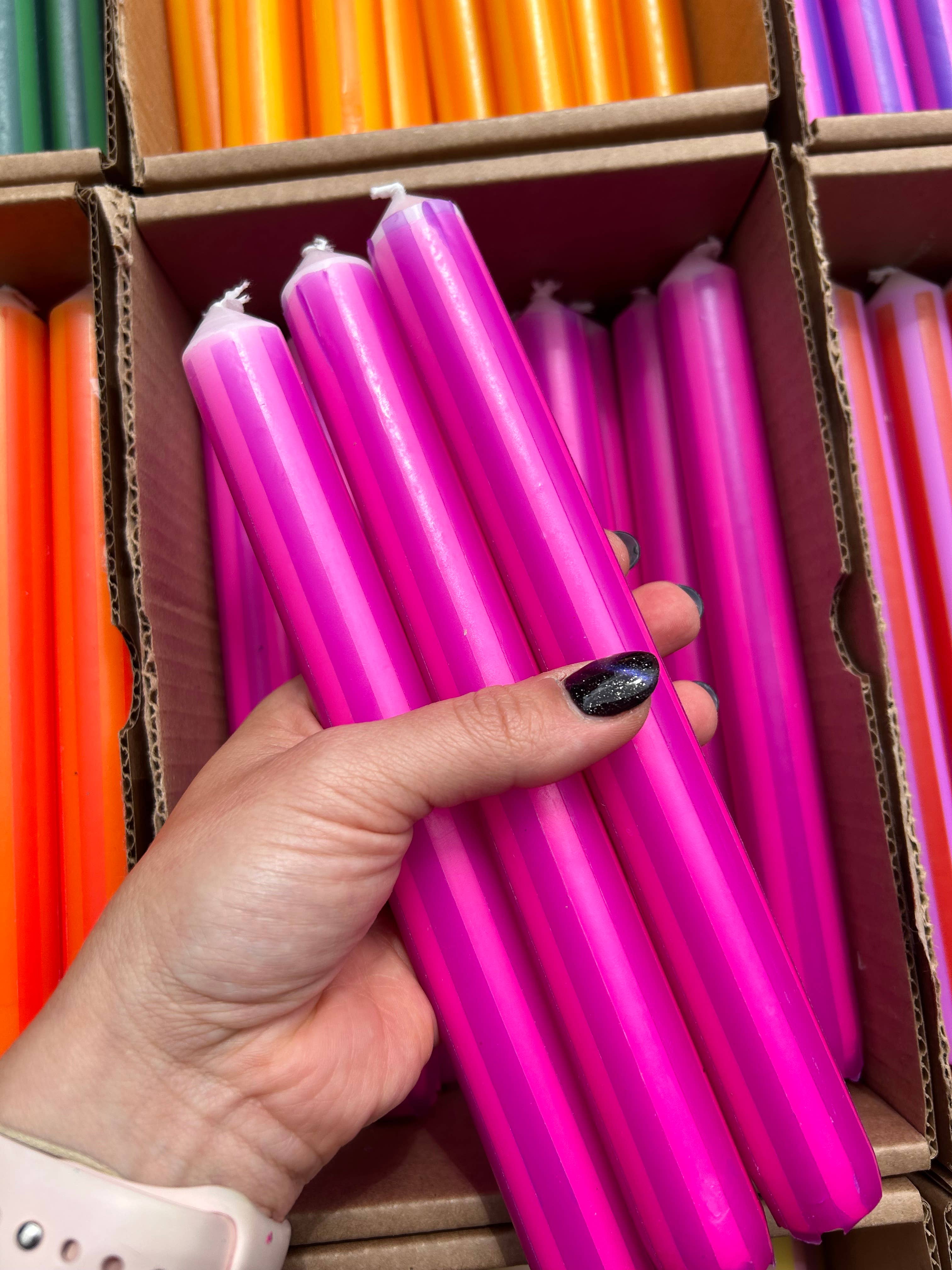 The Colour Emporium - Wholesale Tapered candle/candlestick - Pinstripe Candle individual7