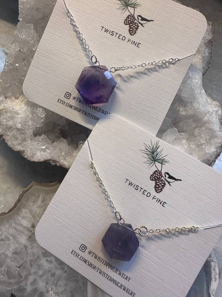AMETHYST HEXAGON Necklace for wholesale by Twisted Pine Jewelry