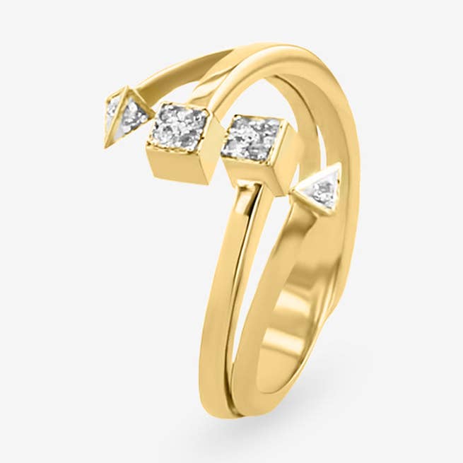 Anel Duplo Diamonds Crossroads Feminino por atacado de Singula