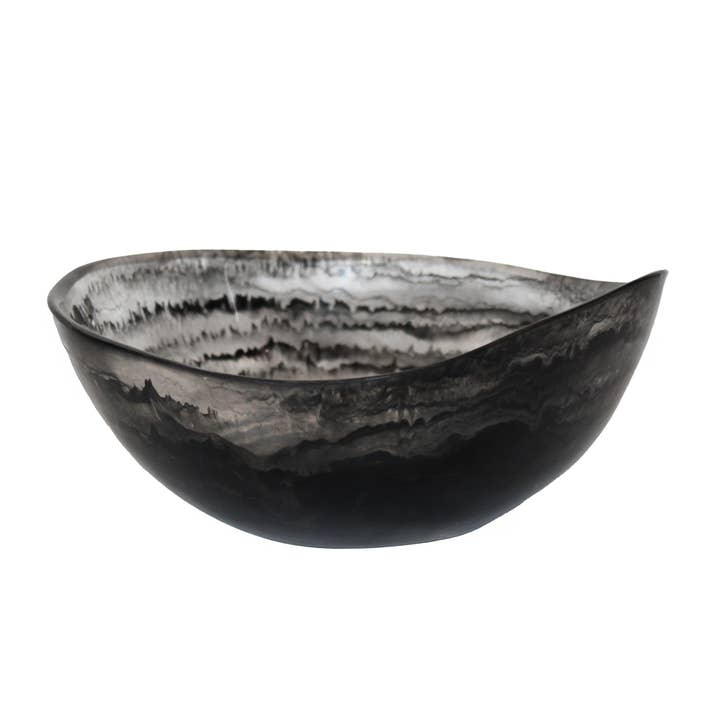 Resin Black Swirl Oval Salad Bowl for wholesale by Boker-Tov Shalom