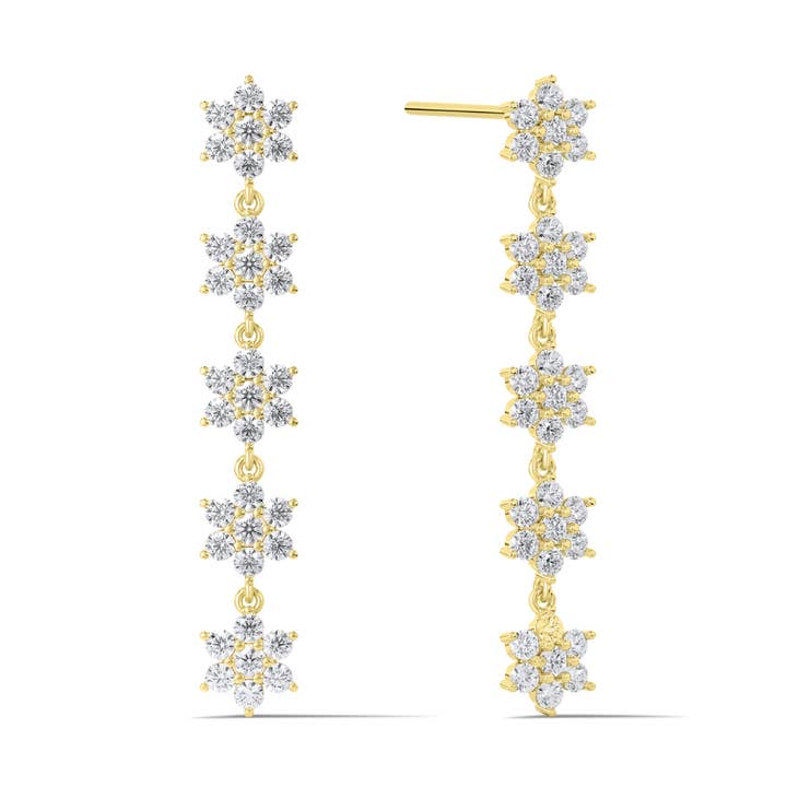 Flower Drop Earrings Gold for wholesale by Belmia