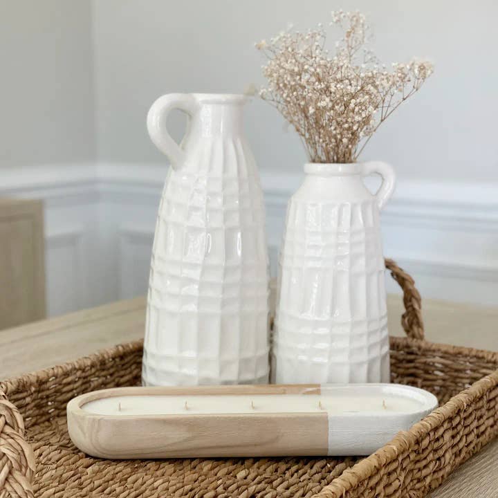 dipped natural/white wash wood bowl for wholesale by Davidson Candle Company LLC