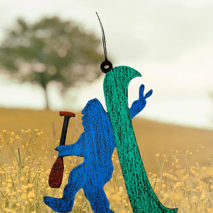 Bigfoot ornament Peace sign lodge cabin gifts souvenir yeti for wholesale by Whimsies