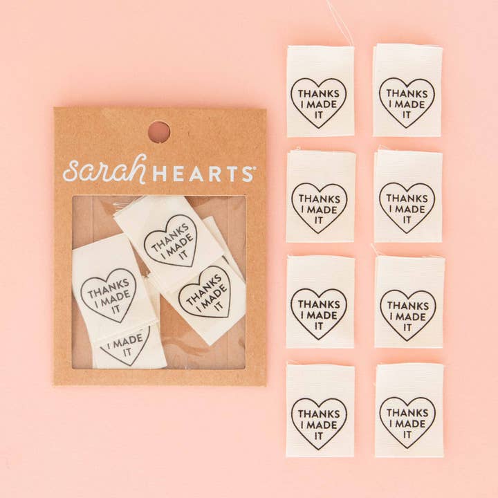Sarah Hearts - Wholesale Craft Supplies - Thanks I Made It Heart Organic Cotton - Sewing Quilt and Garment Labels