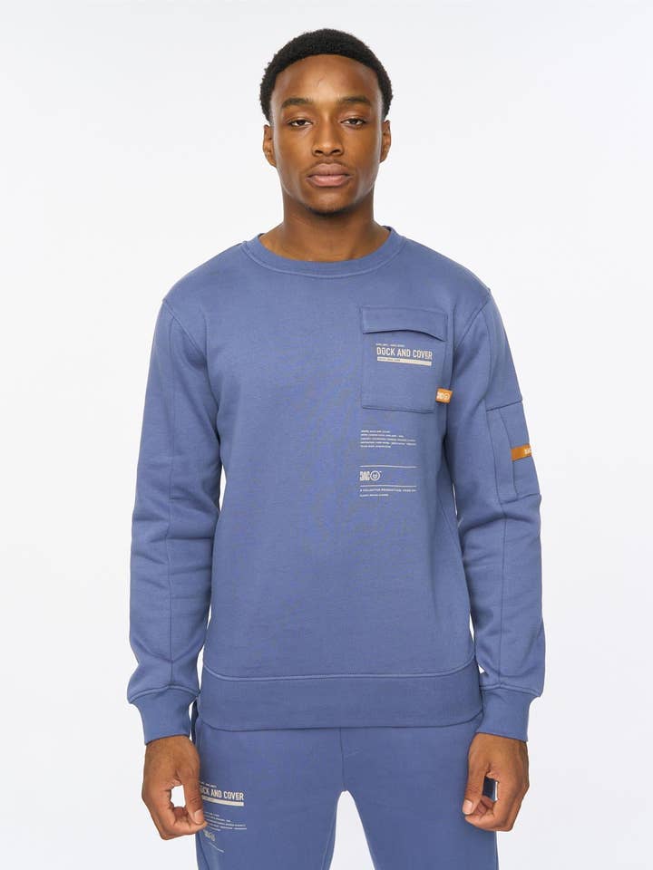 Applewood Crew Sweat Denim Blue for wholesale by Duck and Cover