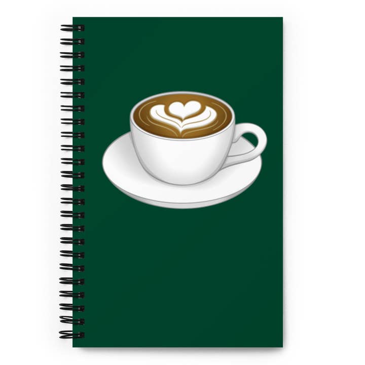 Coffee Mug Spiral Notebook, Latte Art Dot Grid Art Journal for wholesale by emilyckohl
