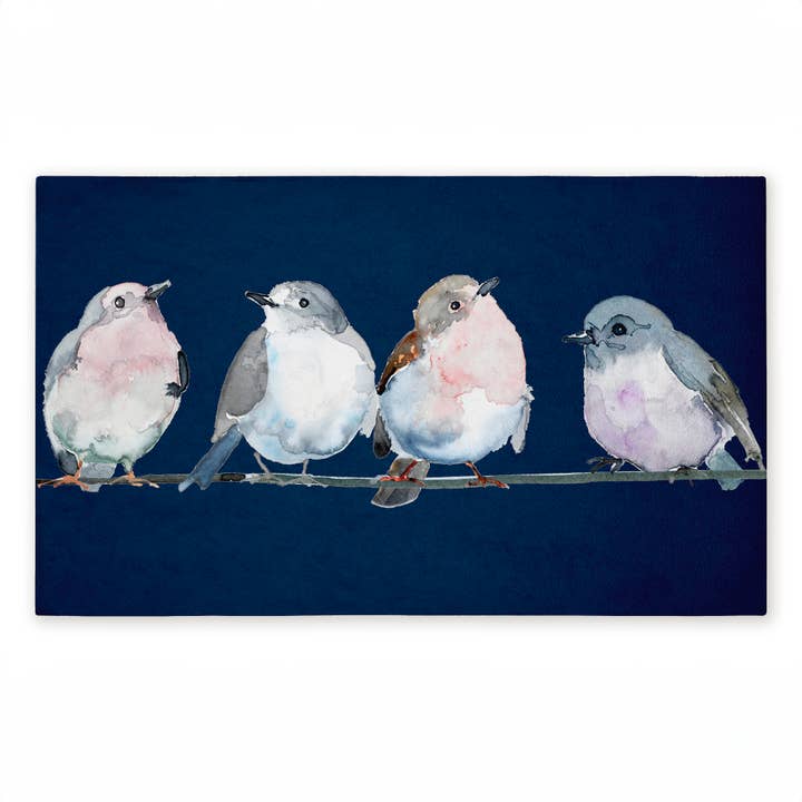 Stupell Industries - Wholesale Door Mat - Perched Foursome of Birds Door Mat, 18x30