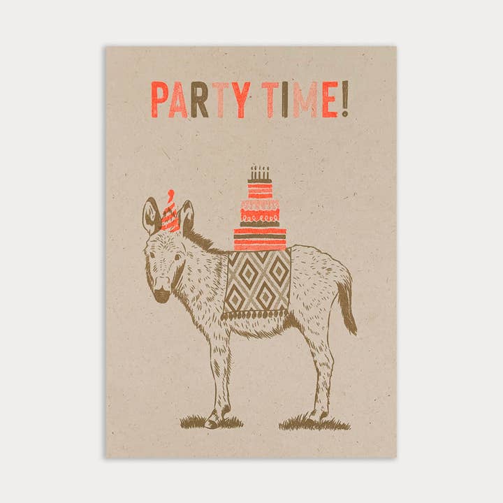 Carte postale / Âne / C'est la fête ! / Papier écologique pour la vente par Togethery