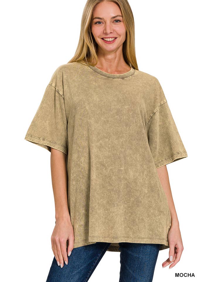 42POPS - Wholesale Knit Top - Women's - "...._ Vintage Washed Oversized Short Sleeve Top