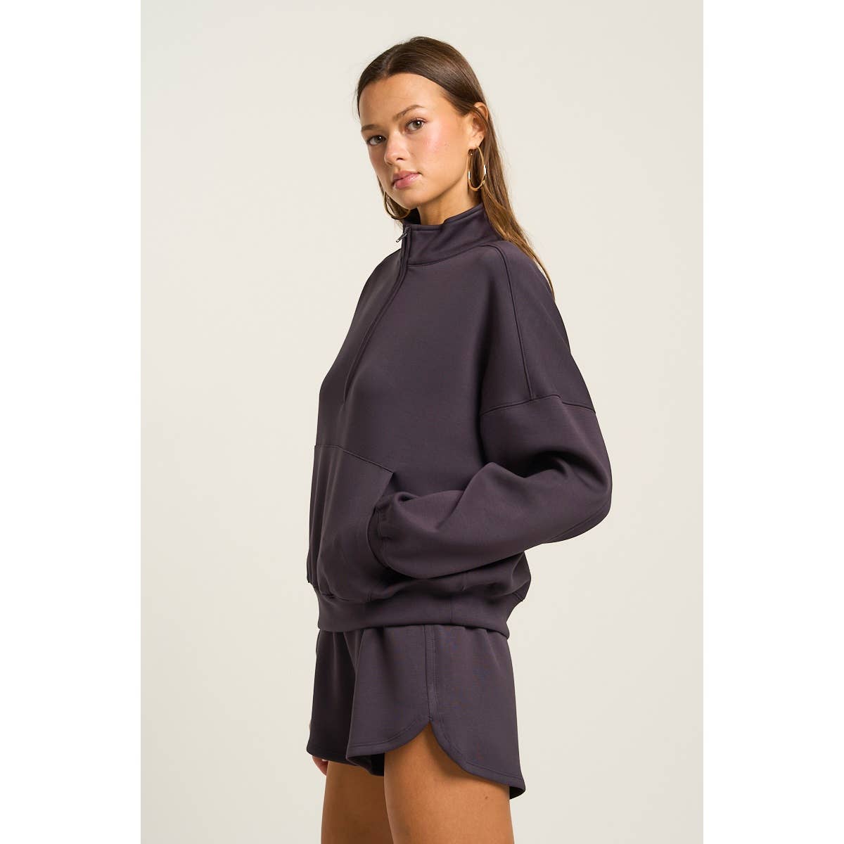 The GREii - Wholesale Sweatshirt - Women's - Mock Neck Half Zip Up Sweatshirt11