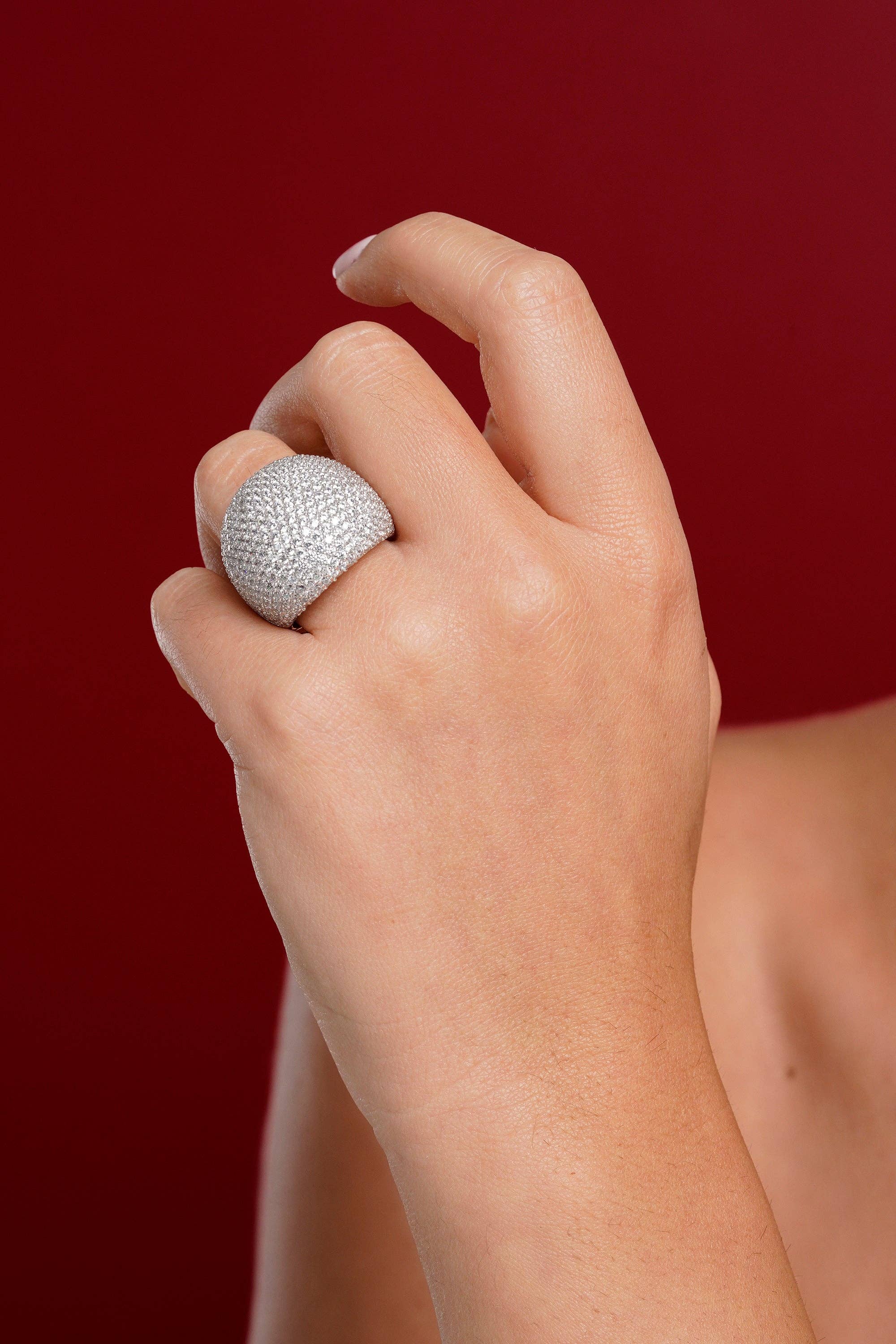 Itemporality - Wholesale Cocktail/Statement Ring - White pavé ball ring1