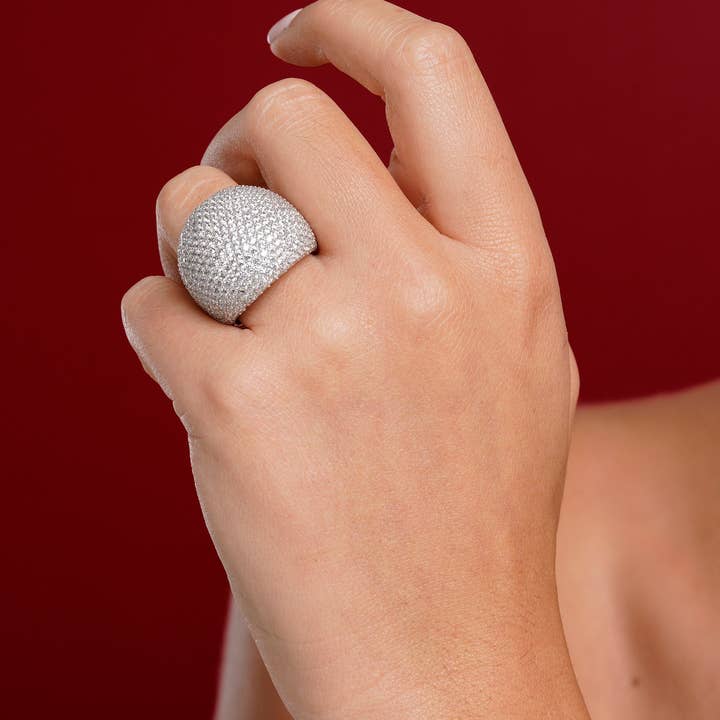 Itemporality - Wholesale Cocktail/Statement Ring - White pavé ball ring1