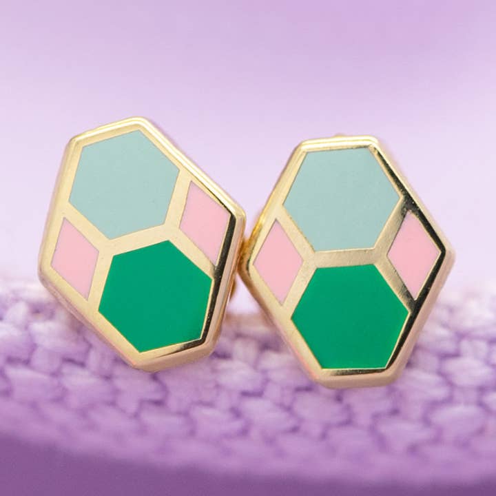 Hex Tile Earrings for wholesale by Tiny Deer Studio