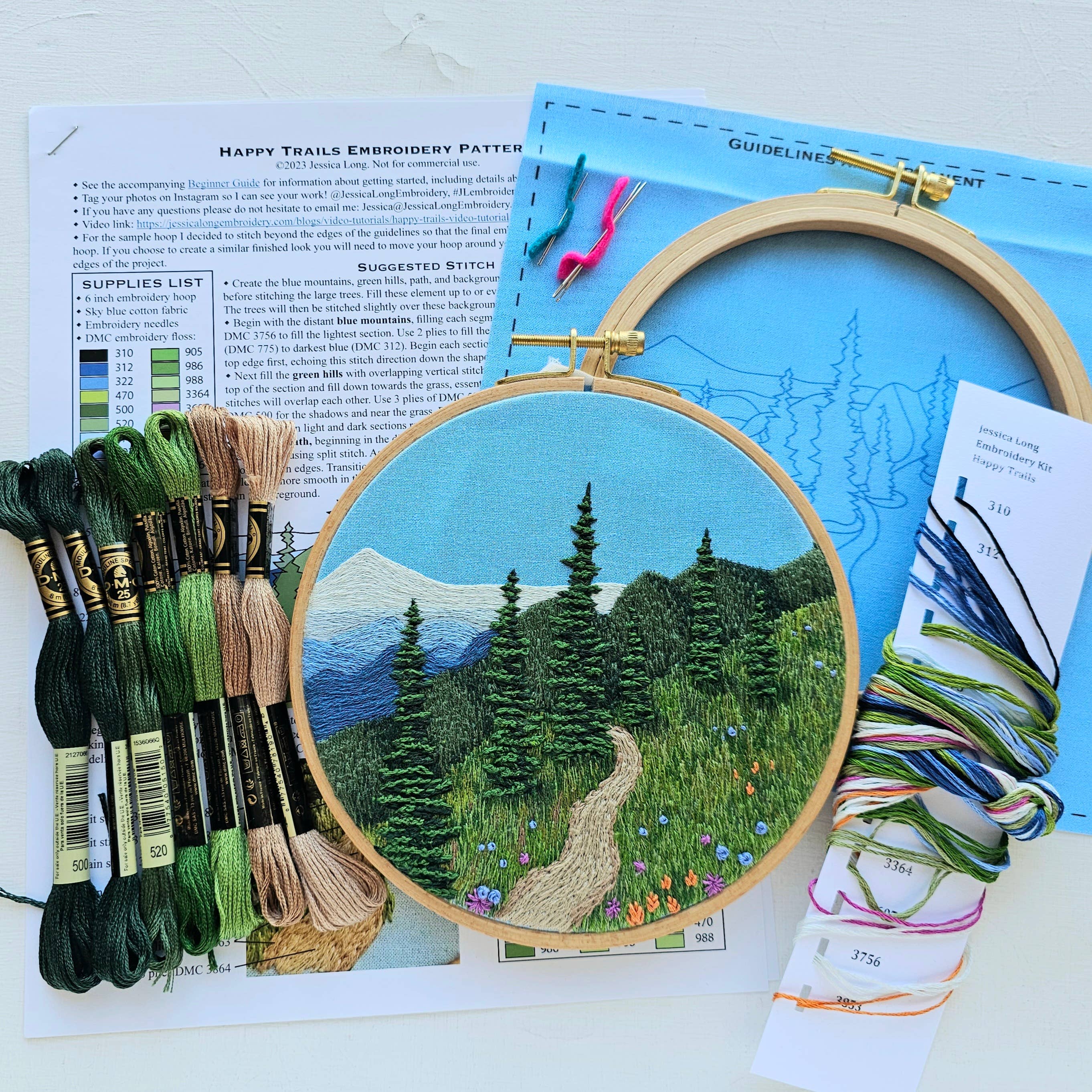 Jessica Long Embroidery - Wholesale Embroidery/Cross Stitch Supplies - "Happy Trails" Landscape Embroidery Kit5