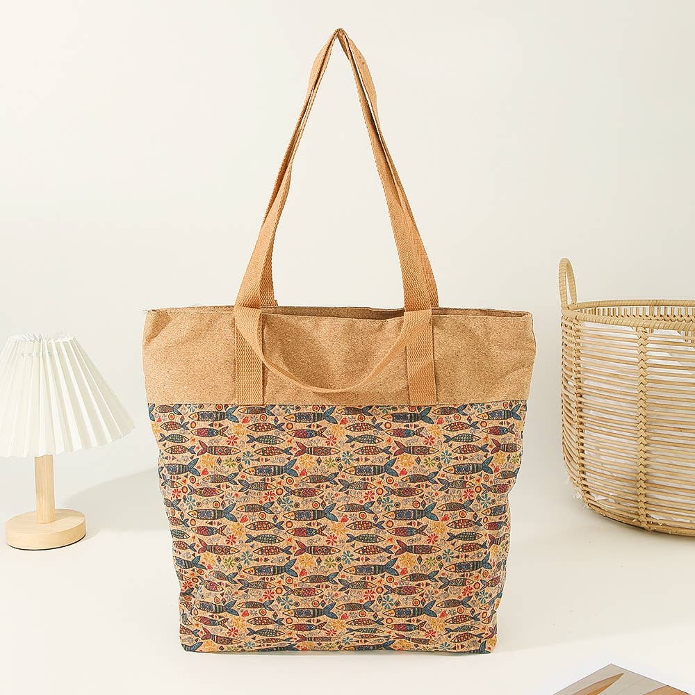 wandf - Wholesale Tote Bag - Women's - Printed Cork material Handbag Shoulder Bag Tote Bag5