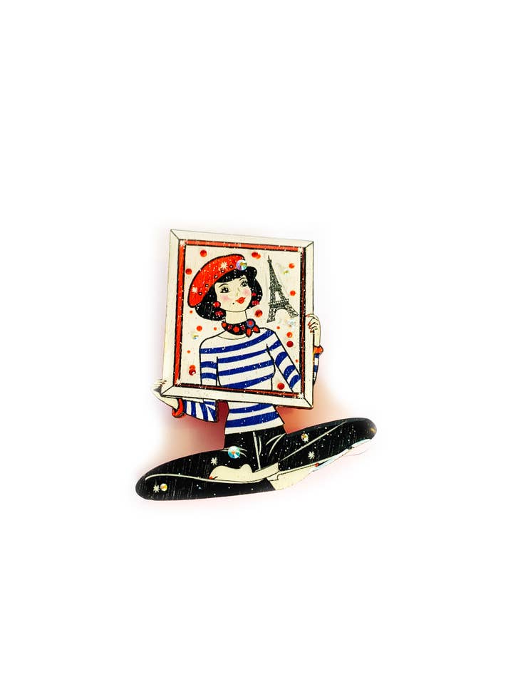french mine girl statement brooch Paris gifts french pins for wholesale by Rosie Rose Parker (US Duties Paid)