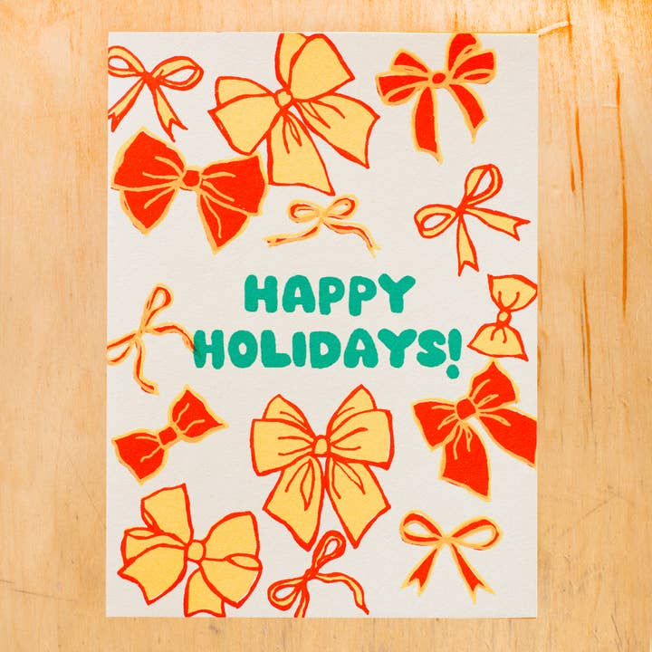 HOLIDAY BOWS GREETING CARD for wholesale by Alphabet Studios