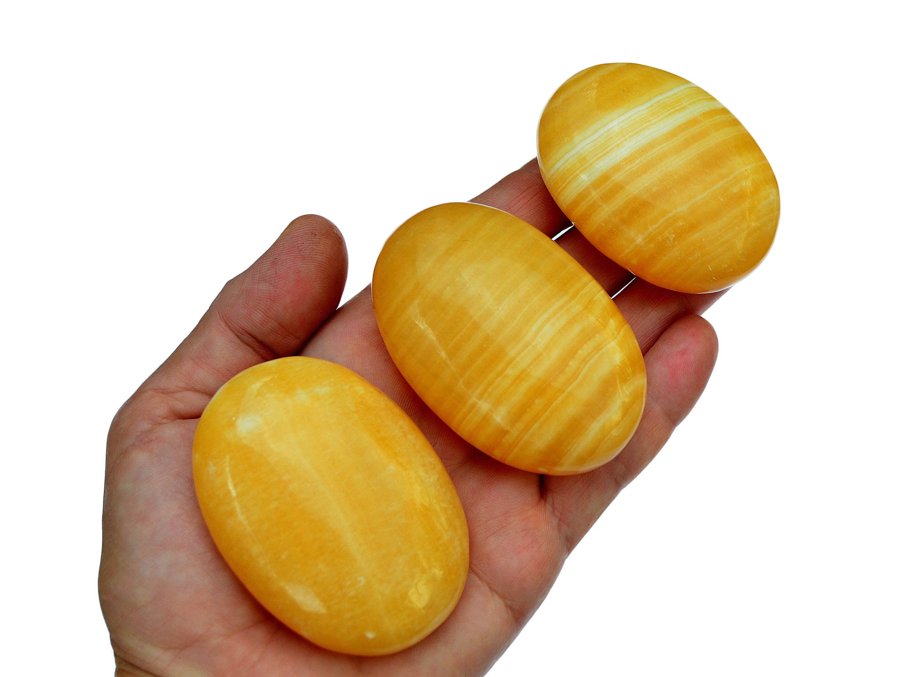 Kaia & Crystals - Wholesale Spiritual Stone/Crystal - Orange Calcite Palm Stone 1 Kg (8-10 Pcs) - (50mm - 70mm)1