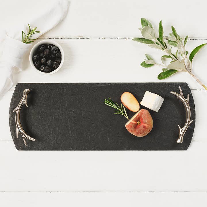 Selbrae House Ltd - Wholesale Serving tray - Small Slate Serving Tray with Antler Handles