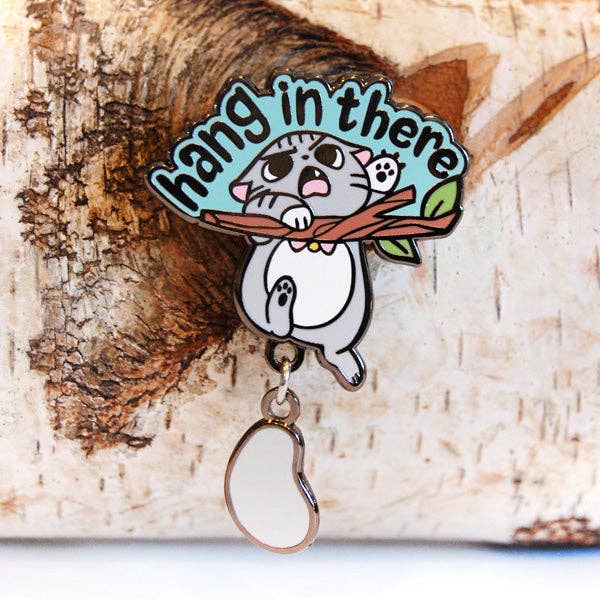 Hang in There Angry Cat Pin for wholesale by Floral Frolic